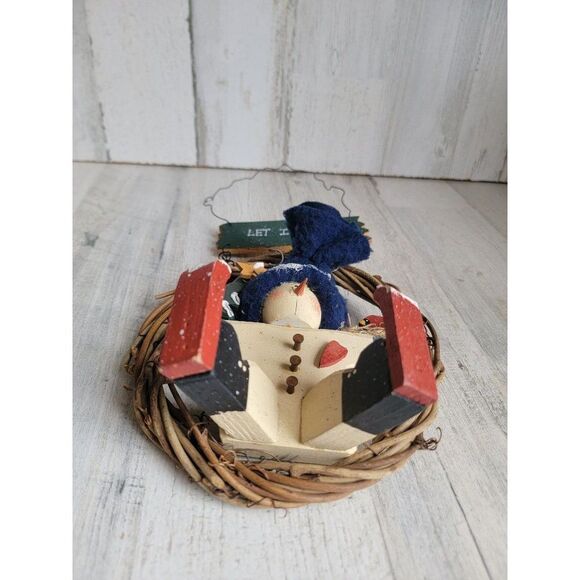 Let It Snow wooden wreath sign Xmas hanging rustic - Picture 5 of 8